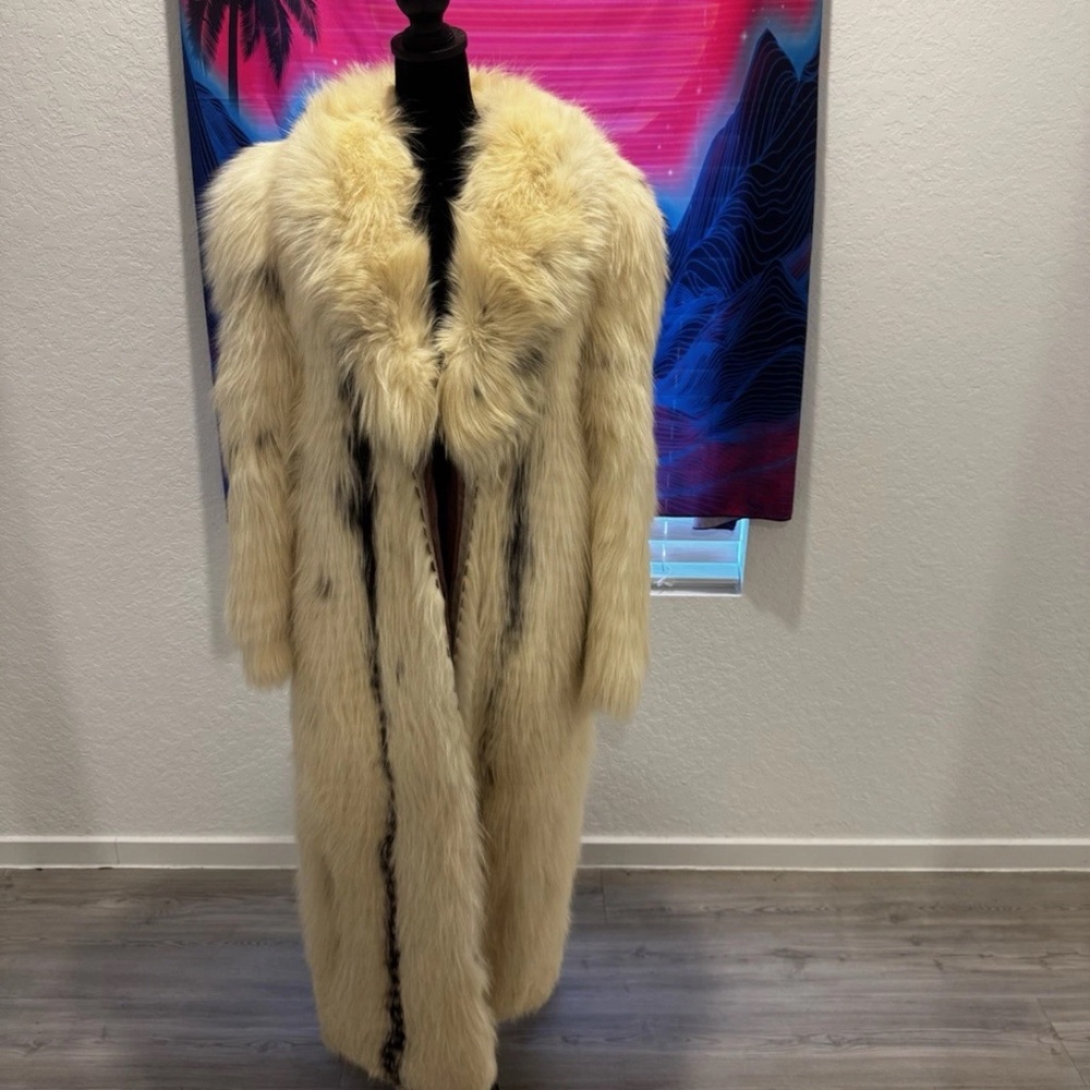 (SOLD)  Full length marble fox fur coat
